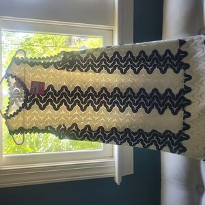 Kate Spade Dark Blue and Cream Zigzag Dress